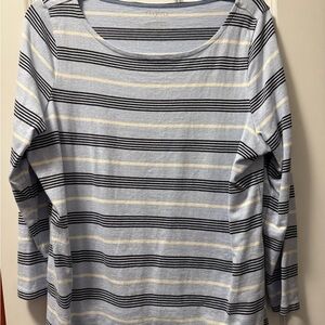 Talbots Light Blue Striped Long Sleeve Tee